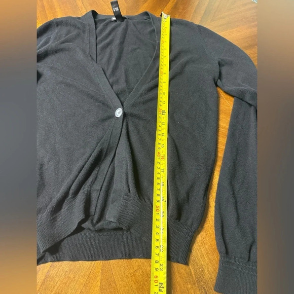 Club Monaco One Button Black Long Sleeve Cardigan Sz Small Cotton Cashmere - Picture 5 of 7